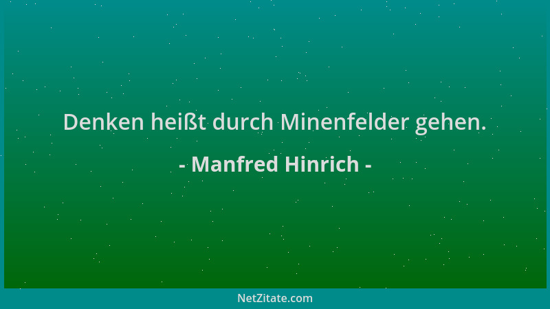 Manfred Hinrich - Denken heißt durch Minenfelder gehen....