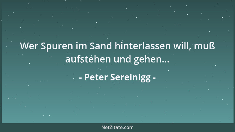 Peter Sereinigg - Wer Spuren im Sand hinterlassen will, muß aufstehen und gehen......