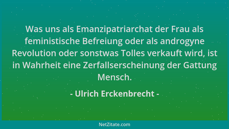 Ulrich Erckenbrecht - Was uns als Emanzipatriarchat der Frau als feministische Befreiung oder als androgyne Revolution oder...