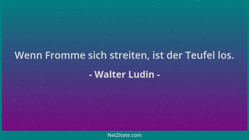 Walter Ludin - Wenn Fromme sich streiten, ist der Teufel los....