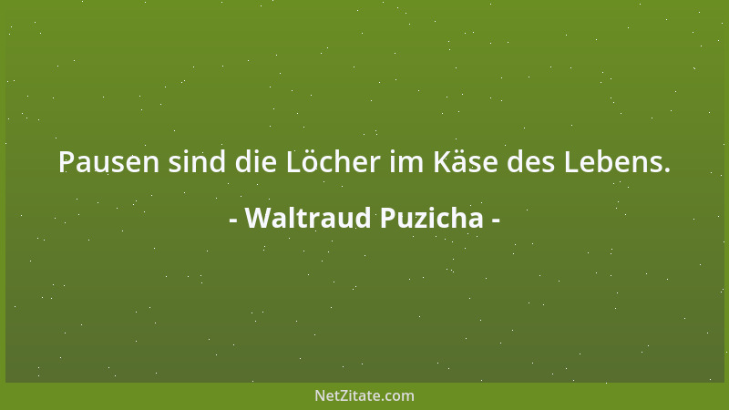 Waltraud Puzicha - Pausen sind die Löcher im Käse des Lebens....
