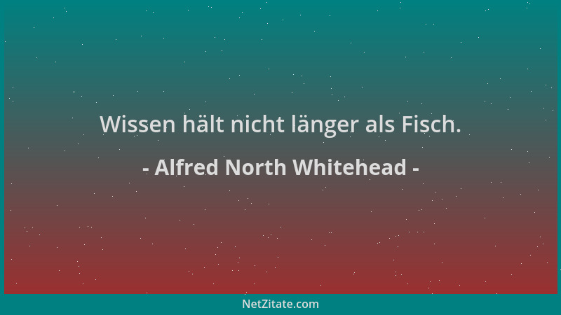 Alfred North Whitehead - Wissen hält nicht länger als Fisch....