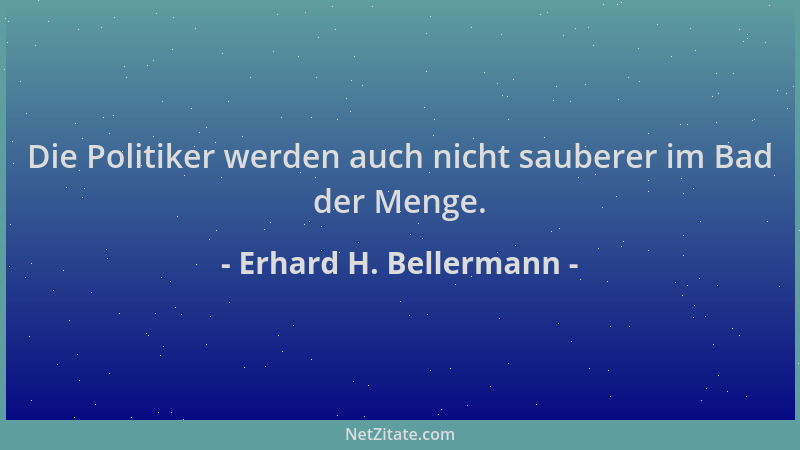 Erhard H. Bellermann - Die Politiker werden auch nicht sauberer im Bad der Menge....