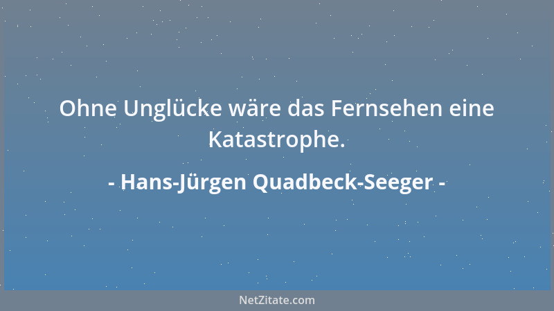 Hans-Jürgen Quadbeck-Seeger - Ohne Unglücke wäre das Fernsehen eine Katastrophe....