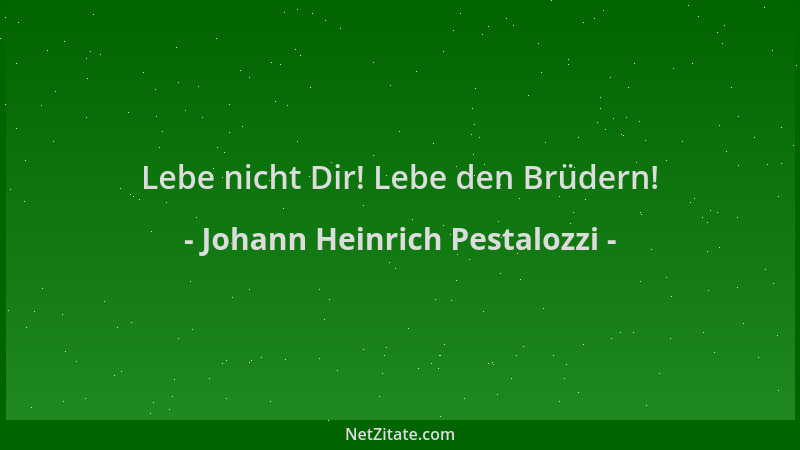 Johann Heinrich Pestalozzi - Lebe nicht Dir! Lebe den Brüdern!...