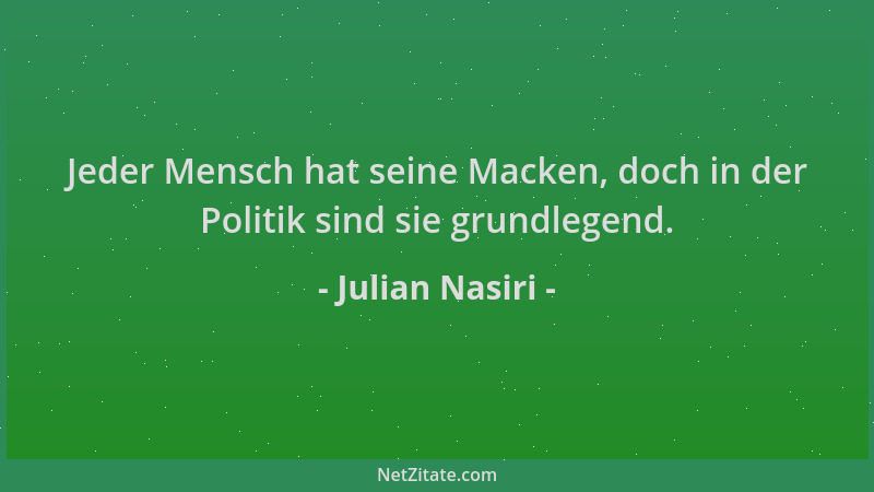 Julian Nasiri - Jeder Mensch hat seine Macken, doch in der Politik sind sie grundlegend....