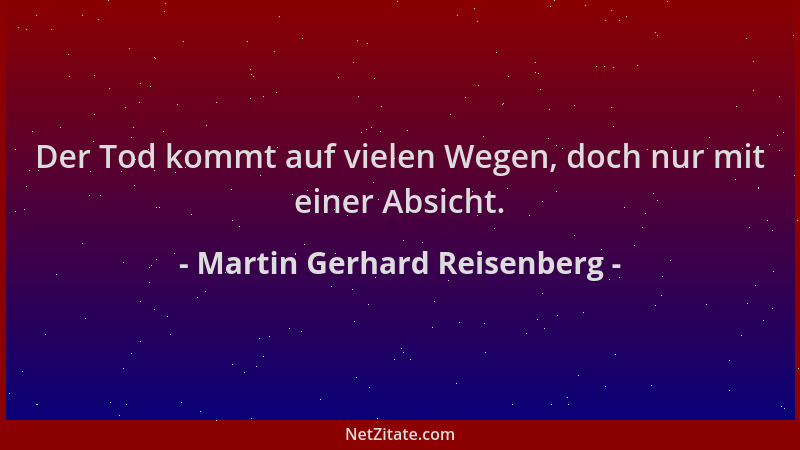 Martin Gerhard Reisenberg - Der Tod kommt auf vielen Wegen, doch nur mit einer Absicht....