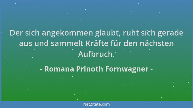 Romana Prinoth Fornwagner - Der sich angekommen glaubt, ruht sich gerade aus und sammelt Kräfte für den nächsten Aufbruch....