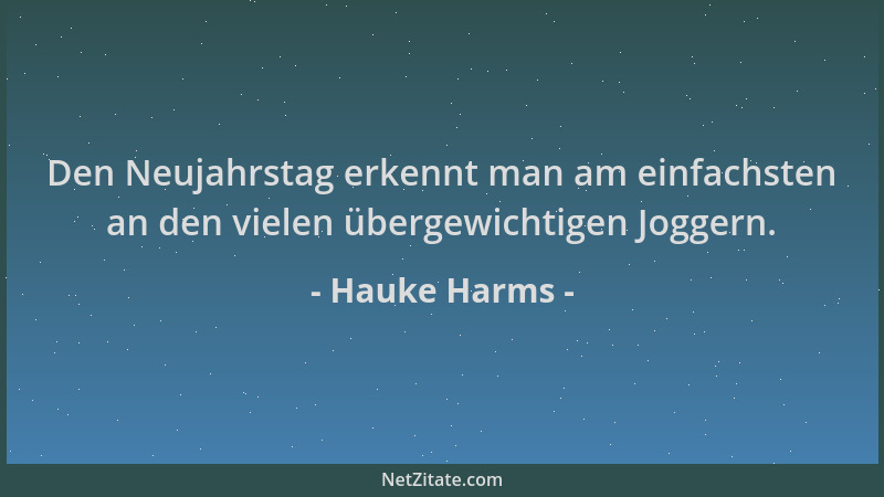Hauke Harms - Den Neujahrstag erkennt man am einfachsten an den vielen übergewichtigen Joggern....