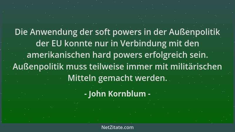 John Kornblum - Die Anwendung der soft powers in der Außenpolitik der EU konnte nur in Verbindung mit den amerikanischen ha...