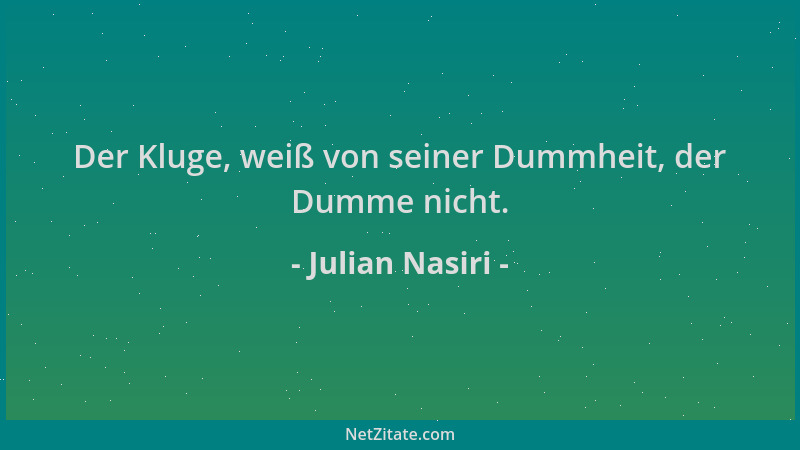 Julian Nasiri - Der Kluge, weiß von seiner Dummheit, der Dumme nicht....