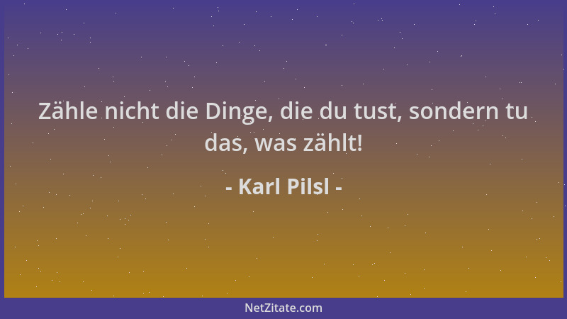 Karl Pilsl - Zähle nicht die Dinge, die du tust, sondern tu das, was zählt!...