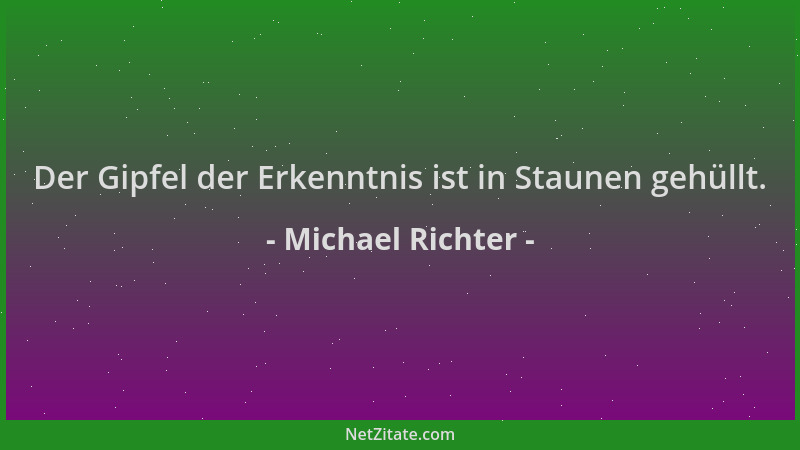 Michael Richter - Der Gipfel der Erkenntnis ist in Staunen gehüllt....