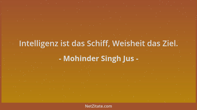 Mohinder Singh Jus - Intelligenz ist das Schiff, Weisheit das Ziel....