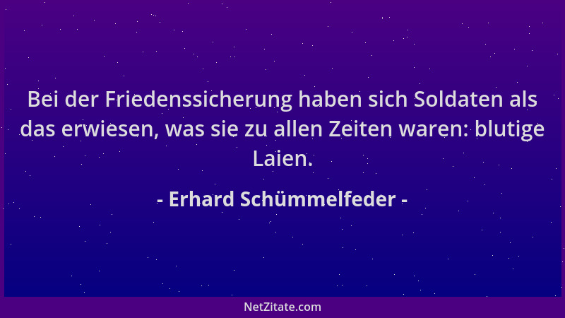 Erhard Schümmelfeder - Bei der Friedenssicherung haben sich Soldaten als das erwiesen, was sie zu allen Zeiten waren: bluti...