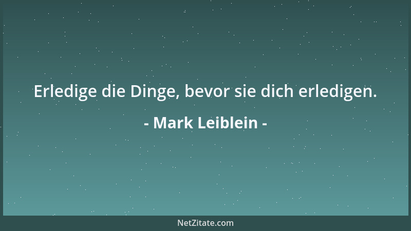 Mark Leiblein - Erledige die Dinge, bevor sie dich erledigen....