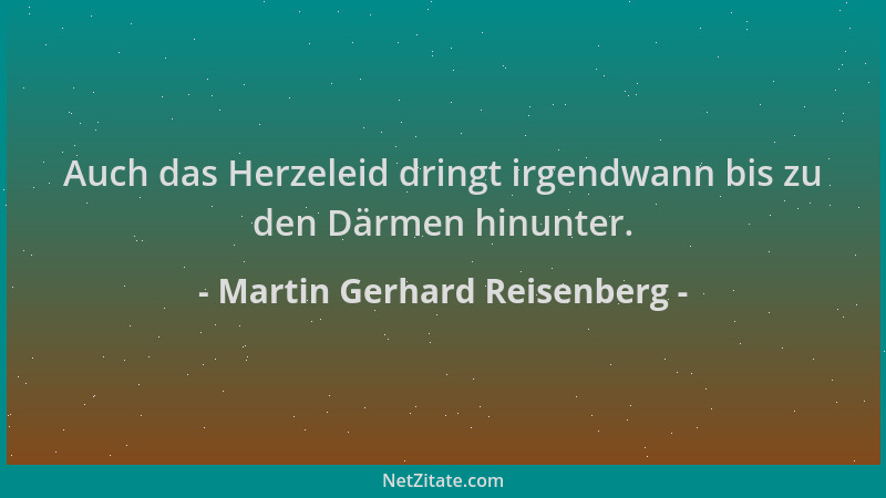 Martin Gerhard Reisenberg - Auch das Herzeleid dringt irgendwann bis zu den Därmen hinunter....