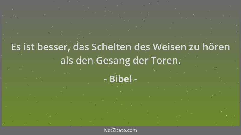 Bibel - Es ist besser, das Schelten des Weisen zu hören als den Gesang der Toren....