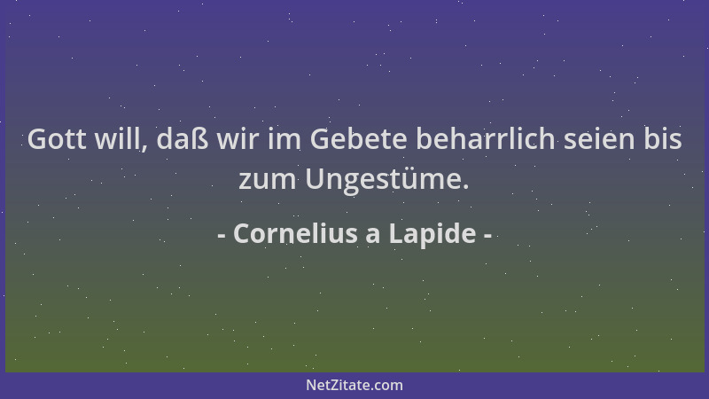 Cornelius a Lapide - Gott will, daß wir im Gebete beharrlich seien bis zum Ungestüme....