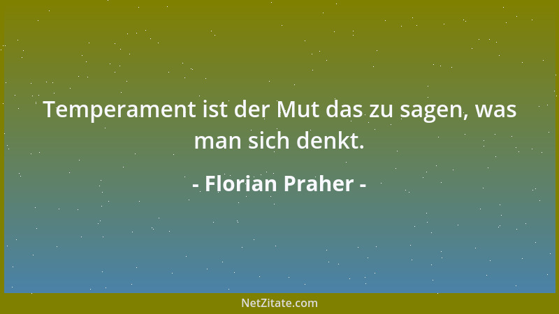 Florian Praher - Temperament ist der Mut das zu sagen, was man sich denkt....