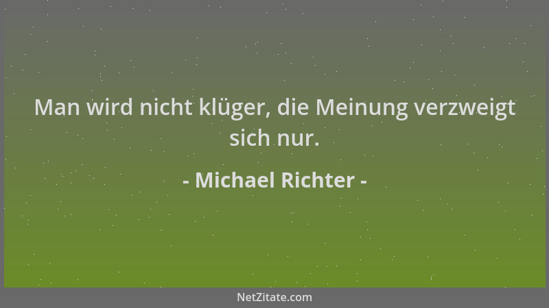 Michael Richter - Man wird nicht klüger, die Meinung verzweigt sich nur....
