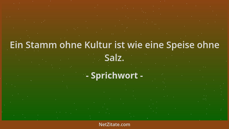 Sprichwort - Ein Stamm ohne Kultur ist wie eine Speise ohne Salz....