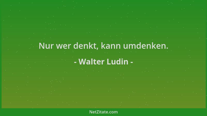 Walter Ludin - Nur wer denkt, kann umdenken....