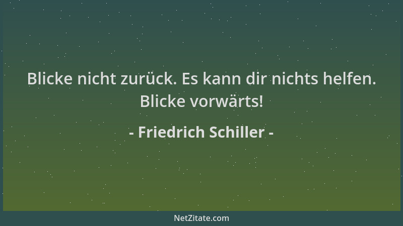 Friedrich Schiller - Blicke nicht zurück. Es kann dir nichts helfen. Blicke vorwärts!...