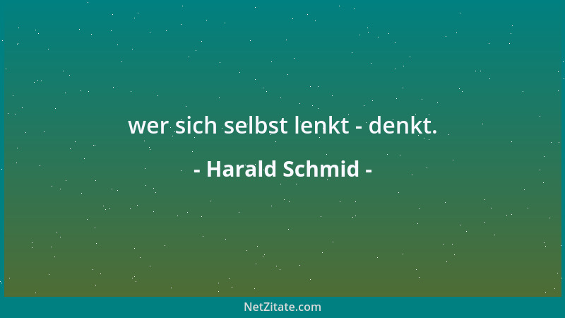 Harald Schmid - wer sich selbst lenkt - denkt....