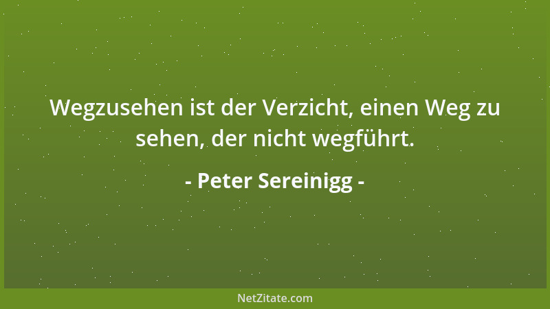 Peter Sereinigg - Wegzusehen ist der Verzicht, einen Weg zu sehen, der nicht wegführt....