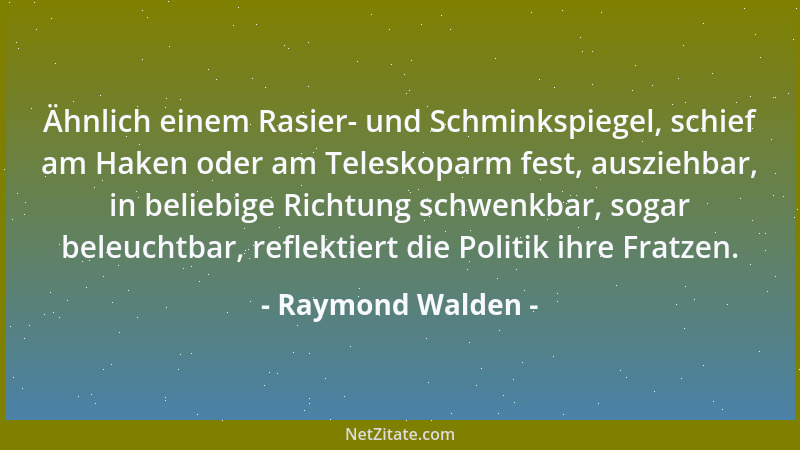 Raymond Walden - Ähnlich einem Rasier- und Schminkspiegel, schief am Haken oder am Teleskoparm fest, ausziehbar, in beliebi...