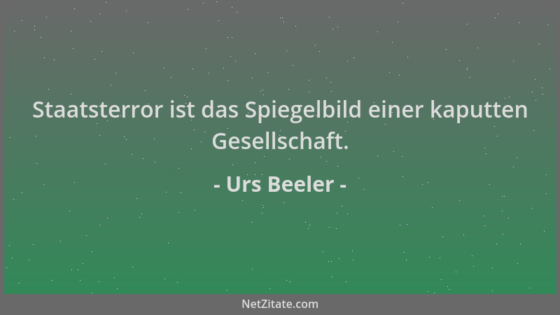 Urs Beeler - Staatsterror ist das Spiegelbild einer kaputten Gesellschaft....