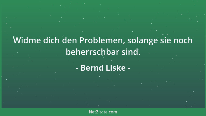 Bernd Liske - Widme dich den Problemen, solange sie noch beherrschbar sind....
