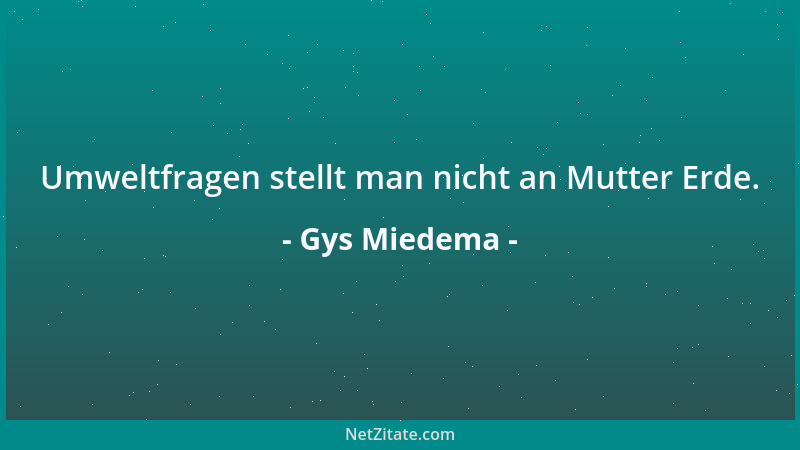 Gys Miedema - Umweltfragen stellt man nicht an Mutter Erde....