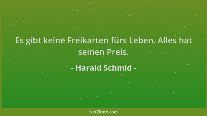 Harald Schmid - Es gibt keine Freikarten fürs Leben. Alles hat seinen Preis....