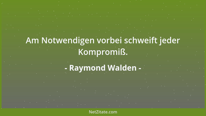 Raymond Walden - Am Notwendigen vorbei schweift jeder Kompromiß....