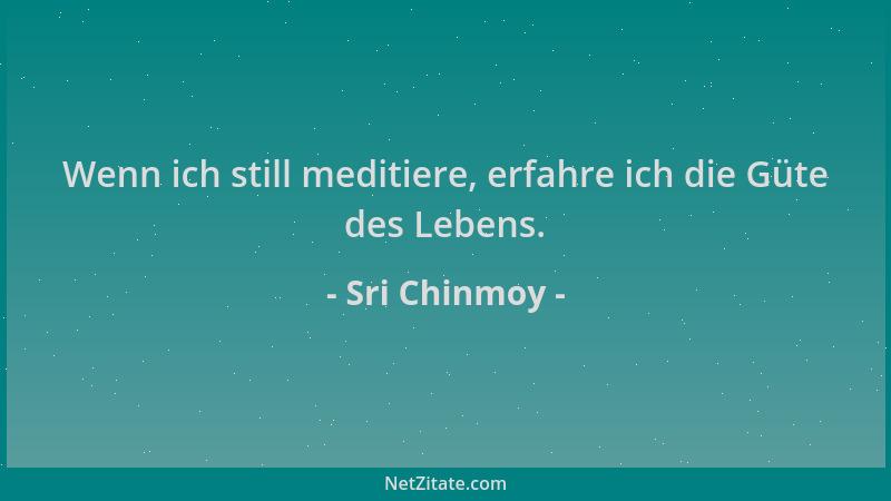 Sri Chinmoy - Wenn ich still meditiere, erfahre ich die Güte des Lebens....