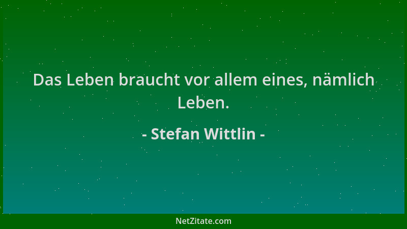Stefan Wittlin - Das Leben braucht vor allem eines, nämlich Leben....
