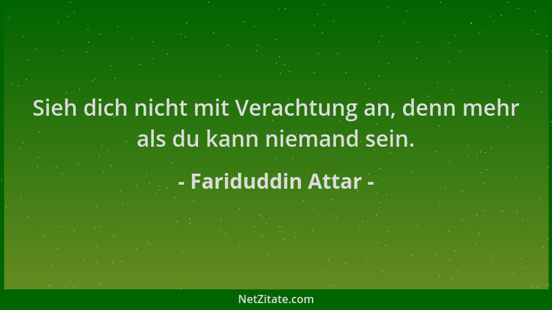 Fariduddin Attar - Sieh dich nicht mit Verachtung an, denn mehr als du kann niemand sein....