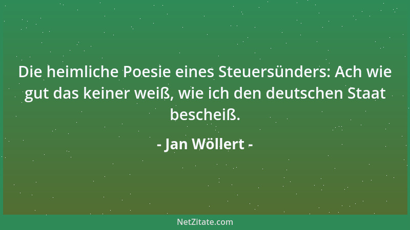 Jan Wöllert - Die heimliche Poesie eines Steuersünders: Ach wie gut das keiner weiß, wie ich den deutschen Staat bescheiß....