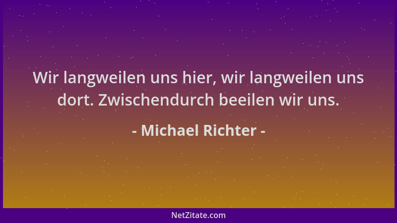 Michael Richter - Wir langweilen uns hier, wir langweilen uns dort. Zwischendurch beeilen wir uns....