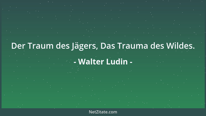 Walter Ludin - Der Traum des Jägers, Das Trauma des Wildes....