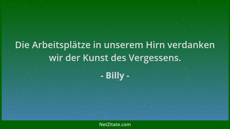 Billy - Die Arbeitsplätze in unserem Hirn verdanken wir der Kunst des Vergessens....