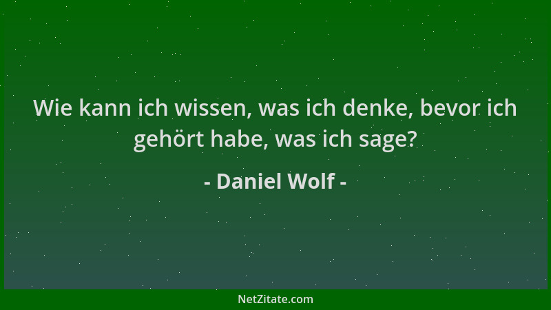 Daniel Wolf - Wie kann ich wissen, was ich denke, bevor ich gehört habe, was ich sage?...