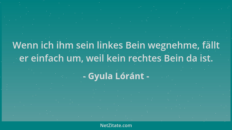 Gyula Lóránt - Wenn ich ihm sein linkes Bein wegnehme, fällt er einfach um, weil kein rechtes Bein da ist....