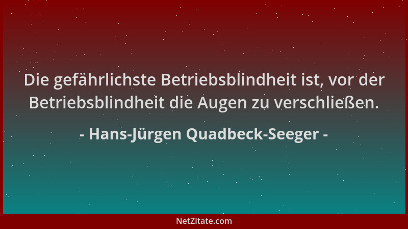 Hans-Jürgen Quadbeck-Seeger - Die gefährlichste Betriebsblindheit ist, vor der Betriebsblindheit die Augen zu verschließen....
