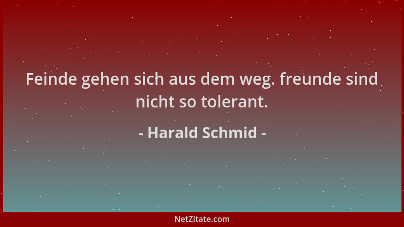 Harald Schmid - Feinde gehen sich aus dem weg. freunde sind nicht so tolerant....