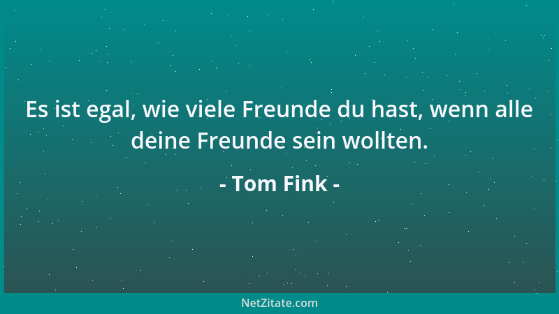 Tom Fink - Es ist egal, wie viele Freunde du hast, wenn alle deine Freunde sein wollten....