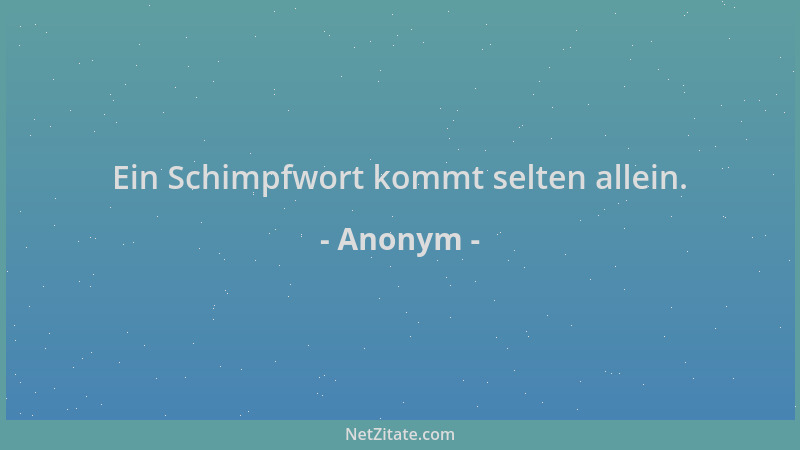 Anonym - Ein Schimpfwort kommt selten allein....