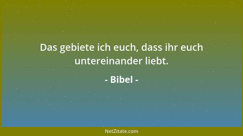 Bibel - Das gebiete ich euch, dass ihr euch untereinander liebt....